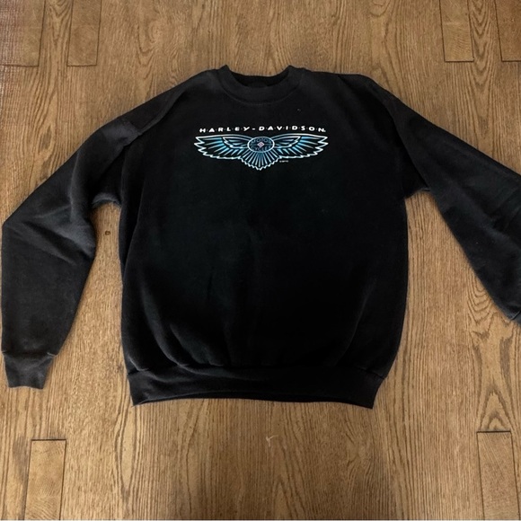 Vintage 1997 Harley-Davidson Logo Crewneck Sweatshirt Black Hanes USA Made L - Picture 1 of 5